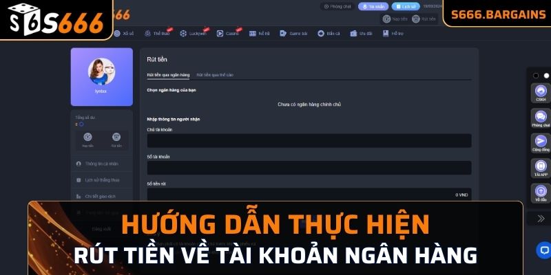 Hướng dẫn thực hiện rút tiền về tài khoản ngân hàng